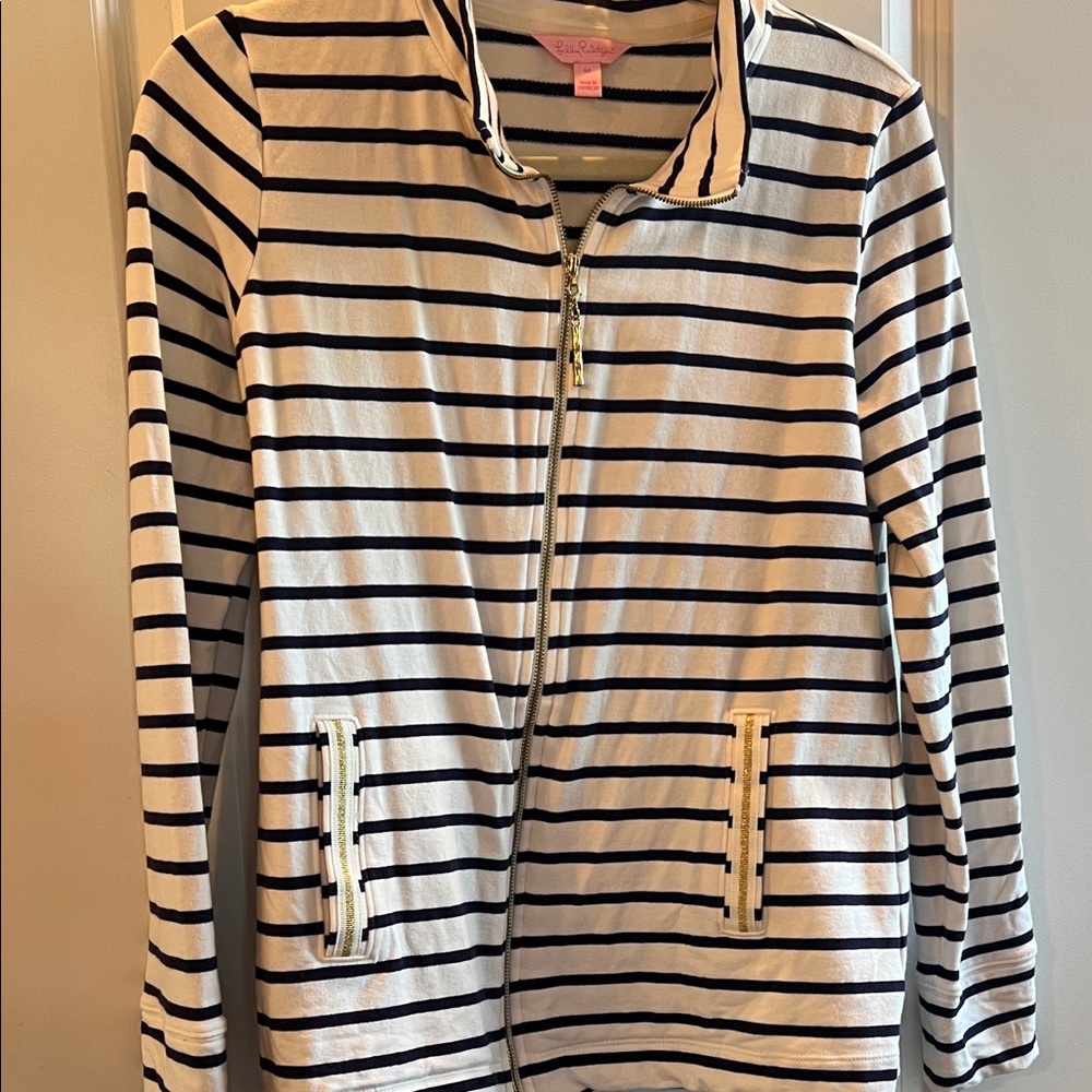 Lilly Pulitzer Navy Striped Zip Up • SIZE MEDIUM